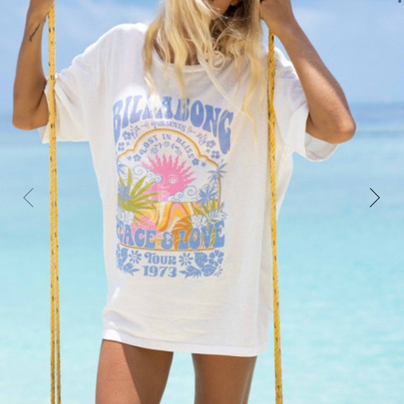 Billabong Tops - Billabong Peace and Love Oversized T-Shirt
